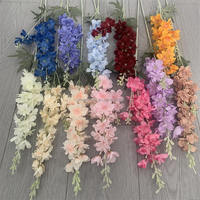 B-709 Grosir Bunga Sutra Pink Terang Delphinium Buatan Tangkai Tunggal 2 Cabang Ranting Panjang Bunga Delphinium Buatan