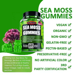 Private Label Irish Sea Moss vitamina Beauty Enhanced Immunohealth Foods Gummies-capsule Halal Vegan