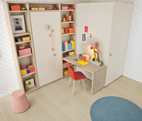 Lit mural moderne et peu encombrant pour enfants, lit Murphy pliable avec armoire et bureau pour chambre d'enfant