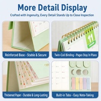 Calendrier de bureau en spirale en carton épais pour calendrier de bureau pliable, cadeau de papeterie scolaire