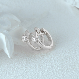 Pendientes de Aro CANNER de Plata de Ley 925 con Circonita Redonda y Baño de Oro de 18K para Mujer - Product Image 3