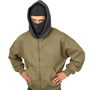 Sudadera con capucha tipo balaclava de alta calidad, gruesa, bordada, informal, para otoño, estilo urbano, con cremallera frontal completa y logotipo personalizado, de corte oversize. - Product Image 6