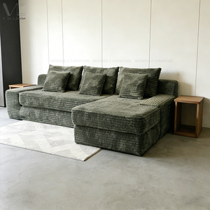 真空圧縮コーナーソファカウチホームラグジュアリーリビングルーム家具L字型フレームレスコーデュロイソファセット（中国製） - Product Image 4