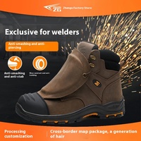 Chaussures de travail montantes pour hommes en cuir de vachette véritable, toutes saisons, anti-perforation, résistantes à l'usure, avec embout de sécurité en acier