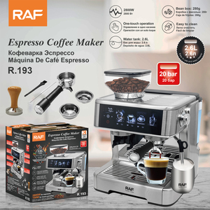 เครื่องชงกาแฟเอสเพรสโซ RAF R.193 แรงดัน 20 บาร์ ถังน้ำ 2.6 ลิตร ช่องใส่เมล็ดกาแฟ 280 กรัม พร้อมเครื่องทำฟองนม สำหรับใช้ในบ้านและร้านกาแฟ - Product Image 2