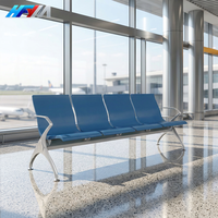 Fauteuil commercial 4 places en PU avec accoudoirs et pieds en alliage d'aluminium, mobilier de clinique pour aéroport et hôpital, design industriel moderne