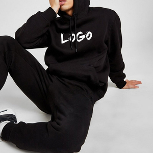 เสื้อกันหนาวมีฮู้ด2ชิ้นสำหรับผู้ชายผ้าคอตตอนโพลีเอสเตอร์พิมพ์ลายปักโลโก้ออกแบบได้ตามต้องการ - Product Image 4