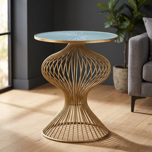 Mesa de Centro Redonda Moderna con Tapa de Mármol y Estructura Metálica, Duradera y Fácil de Limpiar, Diseño Contemporáneo para Muebles de Sala - Product Image 1