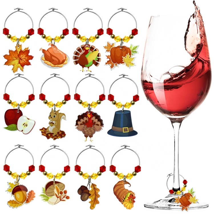 Fall Thanksgiving Wine Charms for Table