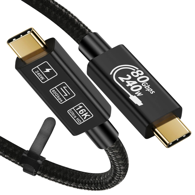 Ultra-high Speed USB4 80Gbps 16K Thunderbolt 5 USB C to USB C Fast Charger Cable 240W Type C Gen4 Data Transfer for Macbook