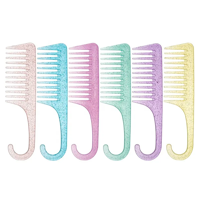 Shiny Curved Hook Comb Curly Hair Wave Perm Hair Comb For Girls Special Big Teeth Detangling Comb Set