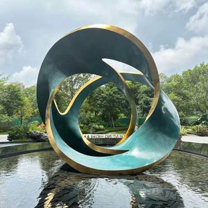 Escultura de Agua Moderna Personalizada con Diseño de Tira de Möbius en Acero Inoxidable, Adorno Metálico Soldado para Decoración de Villas y Propiedades Inmobiliarias RUNJIN - Product Image 3