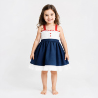 Robe d'anniversaire mignonne en coton pour tout-petits 2026, sans manches, rouge, blanc, bleu, robe de princesse avec ourlet en dentelle, robes d'été pour filles pour les fêtes