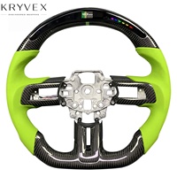 Volant chauffant personnalisé en fibre de carbone et cuir avec affichage LED Kryvex pour Mustang S550 Coupé 2015-2023 GT GT350 GT500