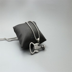 <b>Guitar</b> Skull Pendant Necklace Stainless Steel Unisex Fashion Jewelry Gift - Product Image 3