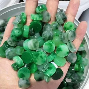 Wholesale natural gemstone green jadeite jade round tumble crystal stone
