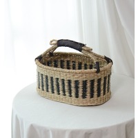 Panier multifonction en jonc de mer tressé à la main Kingwillow Vintage Luxury avec éléments africains, écologique pour la maison, l'hôtel et le jardin