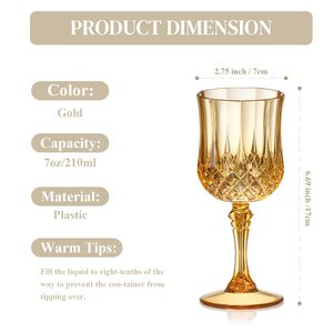 <span class=keywords><strong>Verres</strong></span> à vin vintage jaunes en plastique de 210 ml (7 oz), <span class=keywords><strong>verres</strong></span> à boire incassables, verrerie de mariage, gobelets à <span class=keywords><strong>eau</strong></span> en cristal - Product Image 2