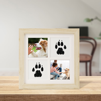 Kit de cadre photo en bois écologique pour empreintes de pattes d'animaux, tampon encreur pour chien et chat, cadeau commémoratif DIY à montage mural, sans contact et facile à nettoyer, vente en gros