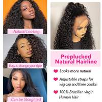 Perruques Lace Front Wigs brésiliennes vierges 10-30 pouces, perruques Afro crépues bouclées, cuticules vierges brutes, cheveux humains, livraison rapide