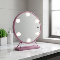 Single-Sided Metal Glass Smart Desktop Magnifying Makeup Mirror LED Display Screen 3 Color Dimmable LED Lights USB Rechargeable