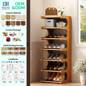 Support de rangement pour chaussures BH en bambou, étagère à chaussures autoportante à 7 niveaux, étagère à chaussures verticale pour placard étroit, entrée, <span class=keywords><strong>couloir</strong></span> - Product Image 1