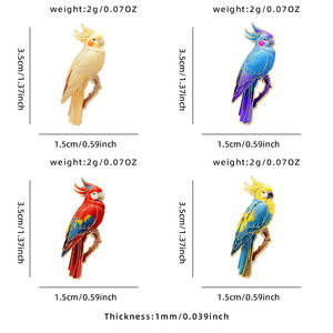 เข็มกลัดโลหะผสมสังกะสีเคลือบลายพิมพ์ UV รูปนกแก้วสีสันสดใส ดีไซน์นกสมจริง สไตล์ลำลอง ของขวัญ ของที่ระลึก รับสั่งซื้อจำนวนมาก ขายส่ง - Product Image 3