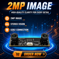 Módulo de Cámara de Doble Lente USB2.0 de 2MP, Sincronización de Cuadros Sincrónicos, Rango Dinámico de 72dB, Placa de Visión Binocular CMOS para Máquinas