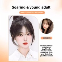 LONGFOR Femmes Noir Dentelle Remy Hair Grade Invisible Edge Clip-in Front Patch Bangs Natural Hairpiece Fringe As Baby