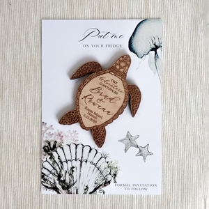 Cartes magnétiques personnalisées gratuites pour mariage, cartes « Save the Date », tortues <span class=keywords><strong>en</strong></span> <span class=keywords><strong>bois</strong></span> gravées au laser, aimants de <span class=keywords><strong>plage</strong></span> d'été pour cadeaux de mariage - Product Image 3