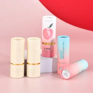 Deodorant Stick konteyneri dudak krem tüpü büküm up kağıt tüp 2 Oz küçük silindir ambalaj özel tasarım Mini çevre dostu kağıt