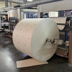 Rouleau de papier brillant de qualité alimentaire en pâte de bois vierge, laminé PE double face, rouleau jumbo, largeur personnalisée pour la matière première des gobelets en papier - Product Image 1