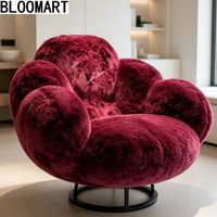 Fauteuil d'appoint en forme de patte d'ours, non pivotant, en fausse fourrure, fauteuil lounge moelleux, canapé simple rembourré