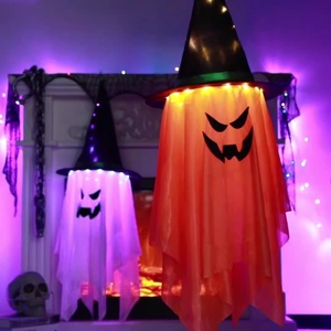 Lámpara de Araña LED de Halloween, Luz Blanca Cálida, 113 cm, DC 6V, con Diseño de Fantasma y Calabaza, Decoración Espeluznante para Fiestas y Casas Encantadas - Product Image 3