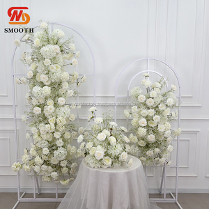 การตกแต่งงานแต่งงานที่ราบรื่นดอกไม้ประดิษฐ์การจัดดอกไม้ดอกกุหลาบสีขาวและเบบี้ดอกไม้วิ่งสำหรับกิจกรรม - Product Image 6