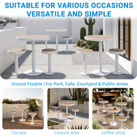 Ensemble table et tabourets de bar ronds en acier galvanisé HPL imperméable, mobilier de jardin extérieur durable, table de bistrot pour patio, salle à manger de jardin