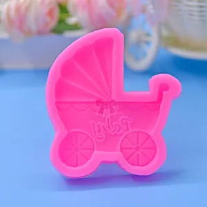 Spot Products Wholesale Cute Baby Stroller Shape Silicone Mould Chocolate Cake Fondant DIY Tool Silicone Mold