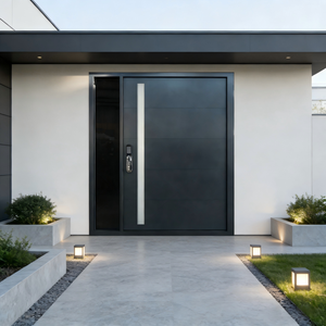 Porta d'Ingresso di Sicurezza Moderna ed Elegante, Porta Pivotante in Alluminio Minimalista con Isolamento Termico - Product Image 4