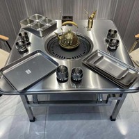 Table à manger en acier inoxydable populaire pour le camping en plein air pour le stockage pliant barbecue marmite nouveau produit