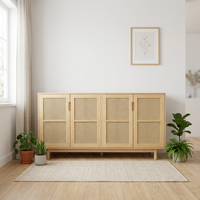 Buffet de rangement moderne en bambou naturel de haute qualité, écologique et robuste, pour salon, chambre, bar à domicile et usage hôtelier
