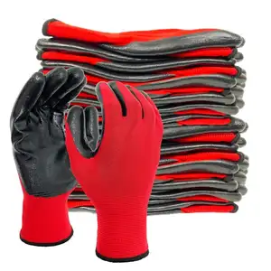 Gants de sécurité enduits de paume en nitrile de polyester tricotés personnalisés Gants de travail manuel en nitrile Gants en nitrile de nylon