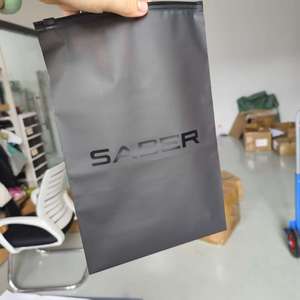 Eco Friendly Black Frosted Semi Transparent Zipper Bags Custom UV Logo Print Garment Plastic Packaging Pouches - Product Image 2