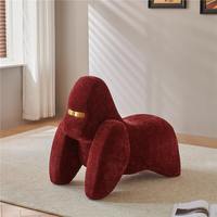 Fauteuil d'appoint créatif en forme de gorille, sculpture animale d'art moderne, tabouret en tissu chenille doux, ottoman de loisirs rembourré