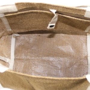 Sac fourre-tout en toile de jute et chanvre en gros, sac de plage personnalisé en jute, sacs en toile de jute naturelle écologique avec revêtement PE imperméable pour femmes - Product Image 3
