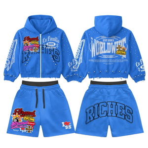 Wholesale Private Brand Manufacturer Custom <b>Men</b> Winter Casual Fleece Breathable Streetwear <b>Hoodie</b> & <b>Shorts</b> <b>Set</b> - Product Image 4