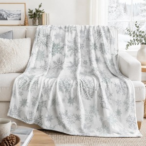 Assorted Print Snowflake Flannel Blanket Throw Blanket Nap Blanket Fade Resistant Lightweight for Winter Warmth Custom Print - Product Image 1