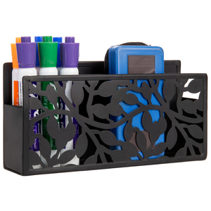 Black Metal Magnetic Dry Erase <b>Marker</b> Holder for <b>Whiteboard</b> <b>Markers</b> & Accessories Storage Organizer with Floral Cutout Design - Product Image 5