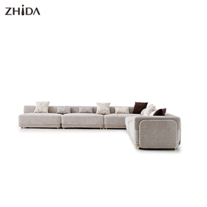 Sofá Modular Moderno en Forma de L con Base Dorada, Cojines Suaves, Mueble de Sala de Estar con Gran Espacio - Product Image 4