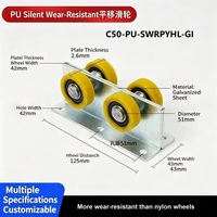 Rueda Deslizante Industrial de Alta Resistencia C50, Material PU, Rueda Colgante para Puerta Corredera, Resistente al Desgaste, Capacidad de Carga 300 kg, para Puerta de Garaje