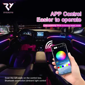 ZY高品質RGB雰囲気フレキシブルLEDカーアクセサリーインテリア装飾ワイヤレスミュージックアンビエントライトストリップ
